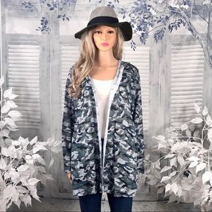 NEW!! Hooded Camo Open Front Cardigan